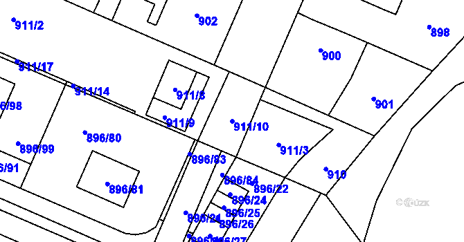 Parcela st. 911/10 v KÚ Babice u Rosic, Katastrální mapa