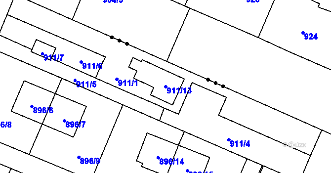 Parcela st. 911/13 v KÚ Babice u Rosic, Katastrální mapa