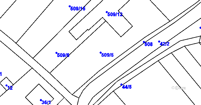 Parcela st. 509/5 v KÚ Babice u Rosic, Katastrální mapa