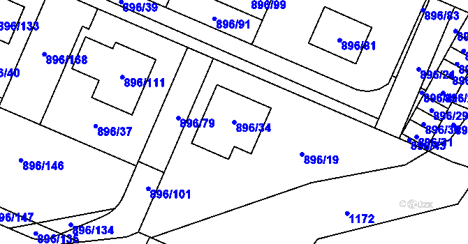 Parcela st. 896/34 v KÚ Babice u Rosic, Katastrální mapa