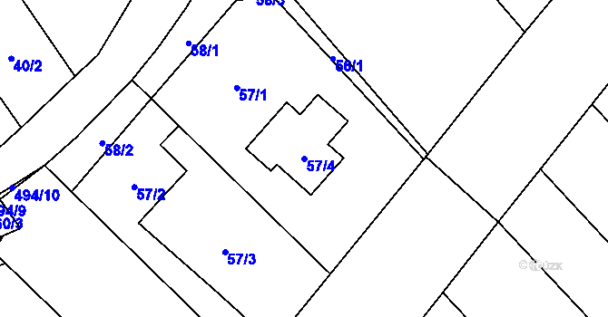 Parcela st. 57/4 v KÚ Babice u Rosic, Katastrální mapa