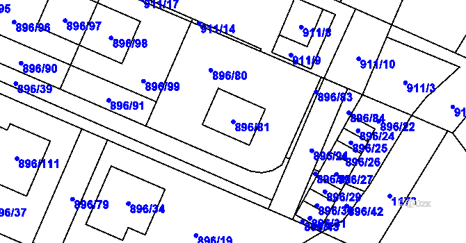 Parcela st. 896/81 v KÚ Babice u Rosic, Katastrální mapa