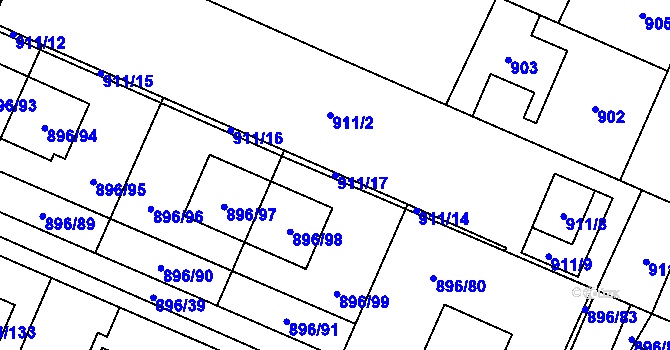 Parcela st. 911/17 v KÚ Babice u Rosic, Katastrální mapa