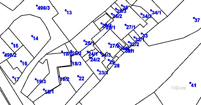 Parcela st. 24/3 v KÚ Babice u Rosic, Katastrální mapa
