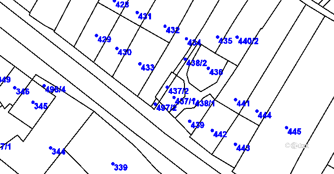 Parcela st. 437/2 v KÚ Babice u Rosic, Katastrální mapa