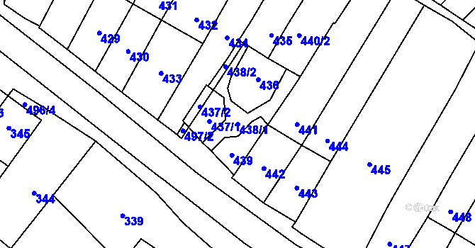 Parcela st. 438/1 v KÚ Babice u Rosic, Katastrální mapa