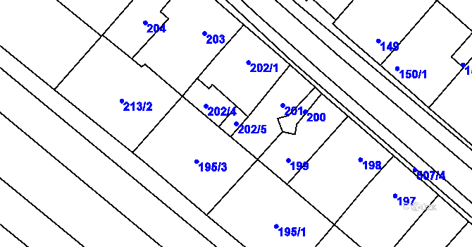 Parcela st. 202/5 v KÚ Babice u Rosic, Katastrální mapa