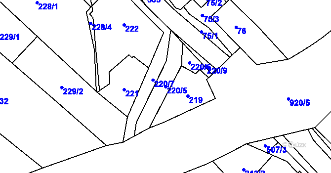 Parcela st. 220/5 v KÚ Babice u Rosic, Katastrální mapa