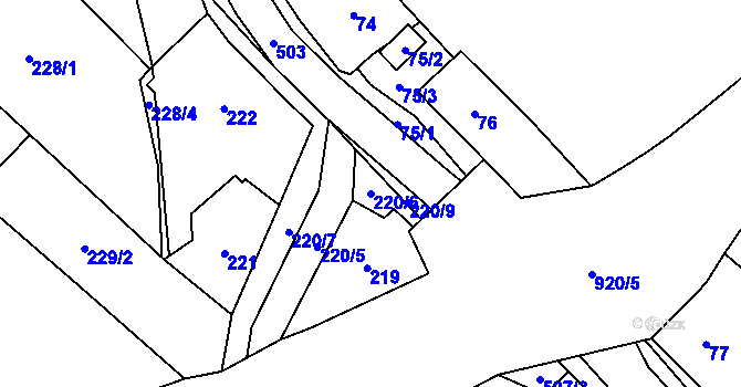 Parcela st. 220/6 v KÚ Babice u Rosic, Katastrální mapa