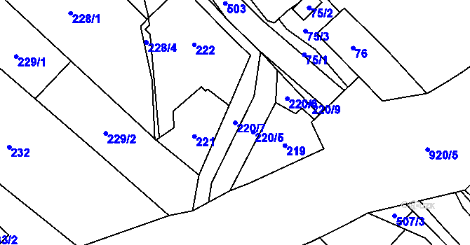 Parcela st. 220/7 v KÚ Babice u Rosic, Katastrální mapa