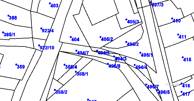 Parcela st. 494/5 v KÚ Babice u Rosic, Katastrální mapa