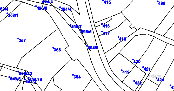 Parcela st. 494/6 v KÚ Babice u Rosic, Katastrální mapa
