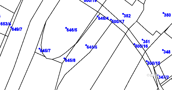 Parcela st. 645/5 v KÚ Babice u Rosic, Katastrální mapa