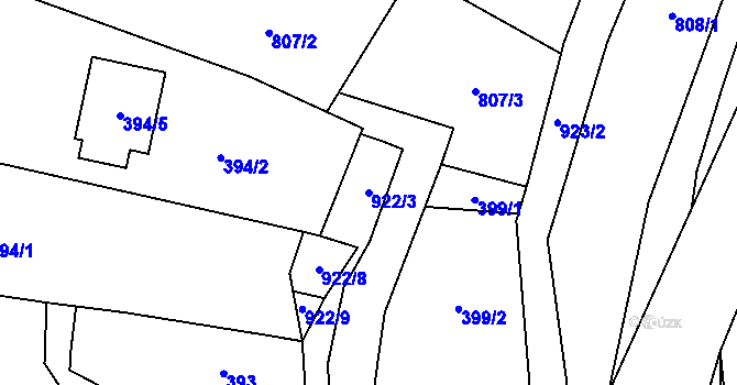 Parcela st. 922/3 v KÚ Babice u Rosic, Katastrální mapa