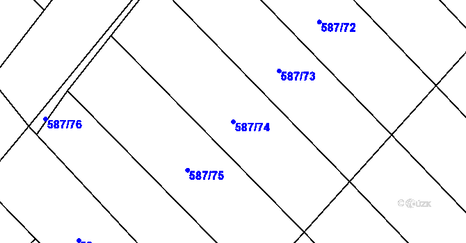 Parcela st. 587/74 v KÚ Babice u Rosic, Katastrální mapa