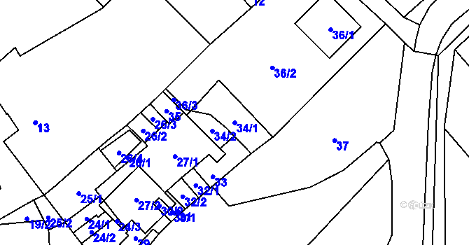 Parcela st. 34/1 v KÚ Babice u Rosic, Katastrální mapa
