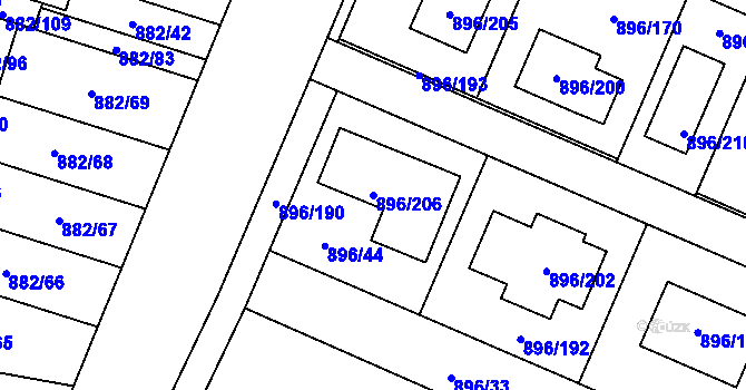 Parcela st. 896/206 v KÚ Babice u Rosic, Katastrální mapa
