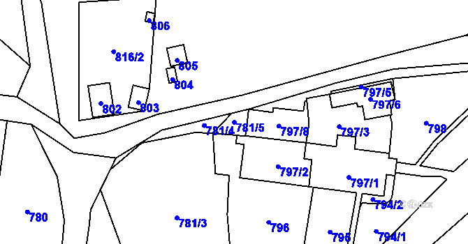 Parcela st. 781/5 v KÚ Babice u Rosic, Katastrální mapa