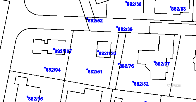 Parcela st. 882/120 v KÚ Babice u Rosic, Katastrální mapa