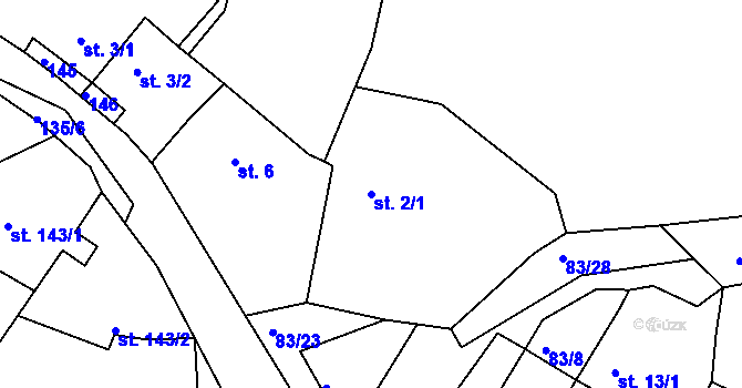 Parcela st. 2/1 v KÚ Babylon, Katastrální mapa