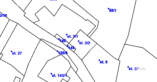 Parcela st. 3/2 v KÚ Babylon, Katastrální mapa