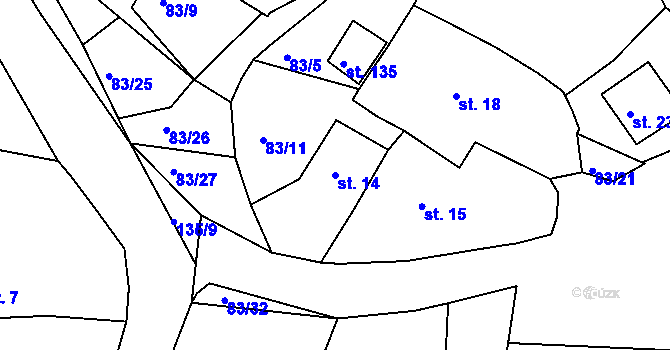Parcela st. 14 v KÚ Babylon, Katastrální mapa
