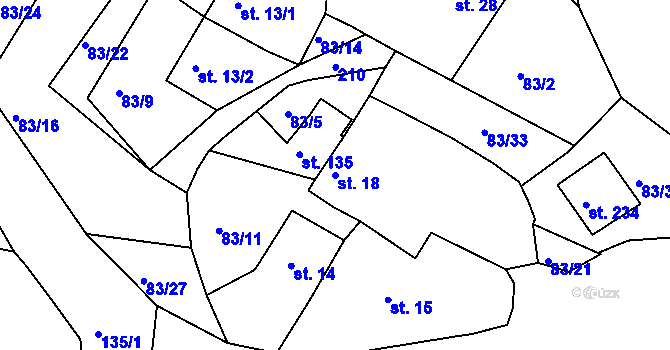 Parcela st. 18 v KÚ Babylon, Katastrální mapa
