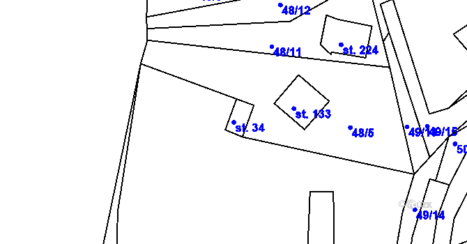 Parcela st. 34 v KÚ Babylon, Katastrální mapa