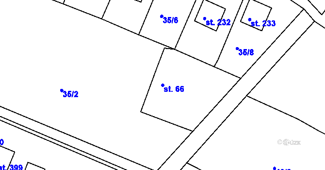 Parcela st. 66 v KÚ Babylon, Katastrální mapa