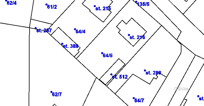 Parcela st. 64/5 v KÚ Babylon, Katastrální mapa
