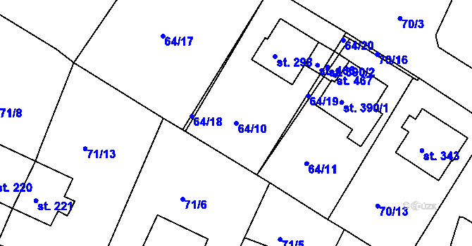 Parcela st. 64/10 v KÚ Babylon, Katastrální mapa