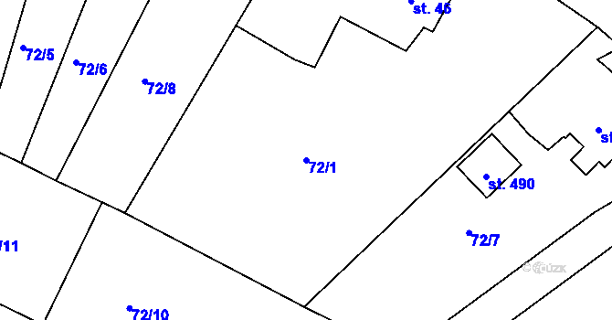 Parcela st. 72/1 v KÚ Babylon, Katastrální mapa