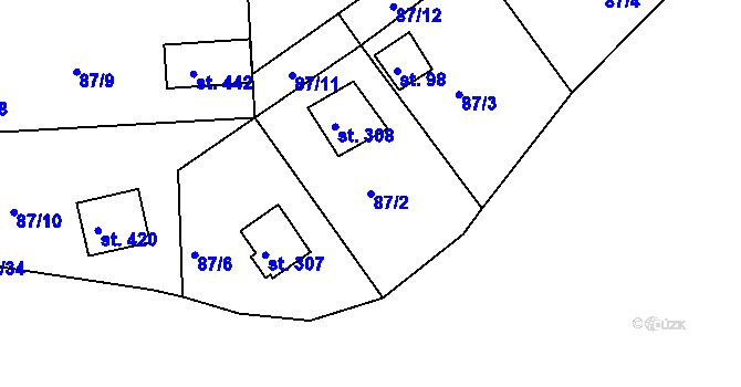 Parcela st. 87/2 v KÚ Babylon, Katastrální mapa