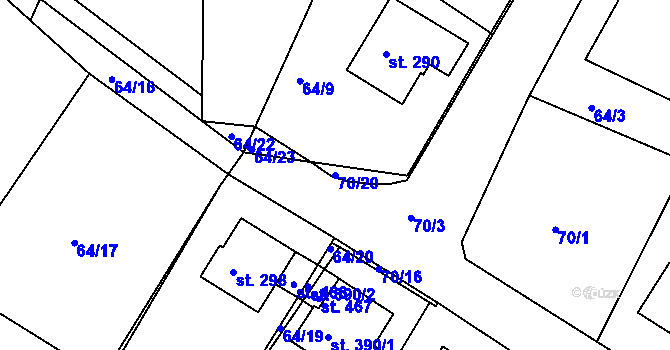 Parcela st. 70/20 v KÚ Babylon, Katastrální mapa