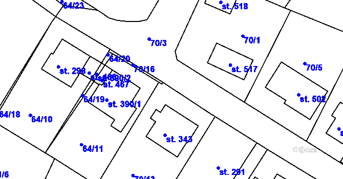 Parcela st. 70/22 v KÚ Babylon, Katastrální mapa