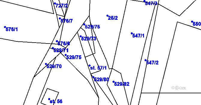 Parcela st. 25/6 v KÚ Bácovice, Katastrální mapa