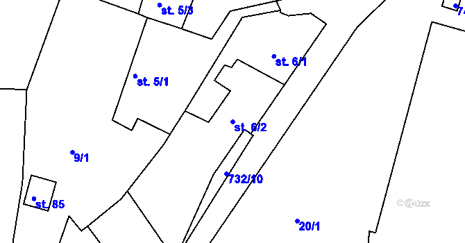 Parcela st. 6/2 v KÚ Bácovice, Katastrální mapa