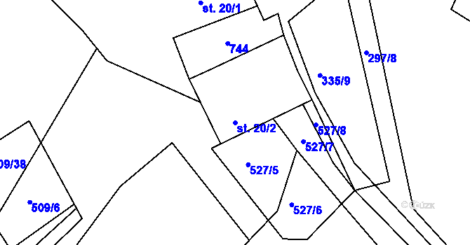 Parcela st. 20/2 v KÚ Bácovice, Katastrální mapa