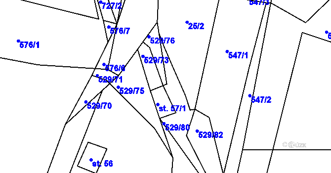 Parcela st. 57/2 v KÚ Bácovice, Katastrální mapa