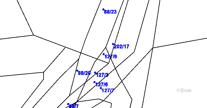 Parcela st. 127/9 v KÚ Bácovice, Katastrální mapa