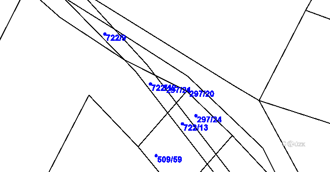 Parcela st. 297/21 v KÚ Bácovice, Katastrální mapa