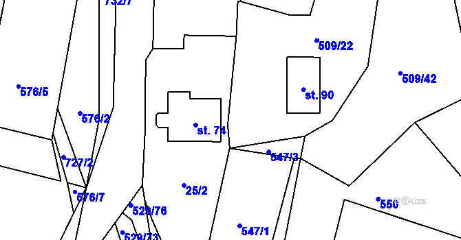 Parcela st. 509/21 v KÚ Bácovice, Katastrální mapa