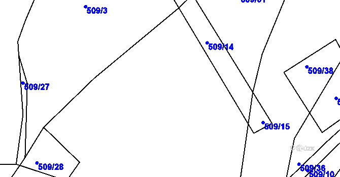 Parcela st. 509/25 v KÚ Bácovice, Katastrální mapa