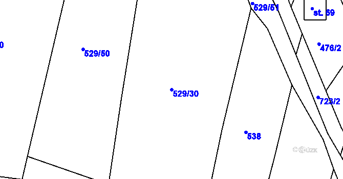 Parcela st. 529/30 v KÚ Bácovice, Katastrální mapa