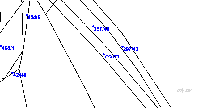 Parcela st. 722/21 v KÚ Bácovice, Katastrální mapa