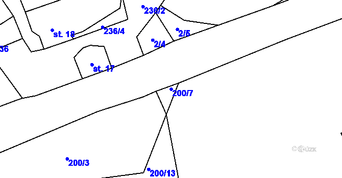 Parcela st. 200/7 v KÚ Milotičky, Katastrální mapa