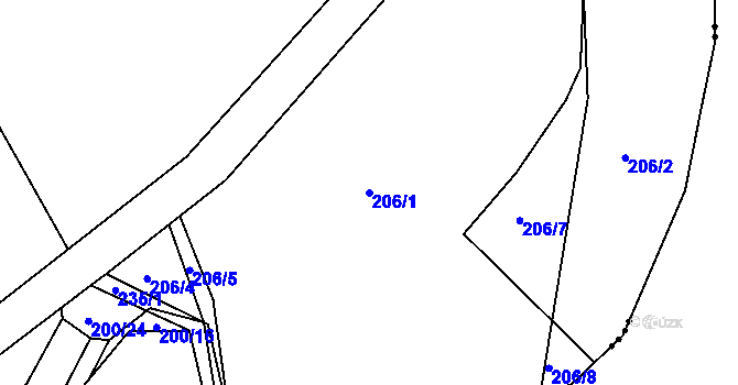 Parcela st. 206/1 v KÚ Milotičky, Katastrální mapa