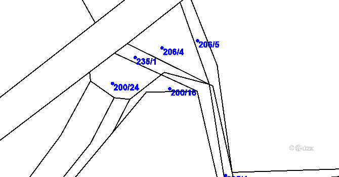 Parcela st. 200/16 v KÚ Milotičky, Katastrální mapa