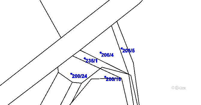 Parcela st. 206/4 v KÚ Milotičky, Katastrální mapa