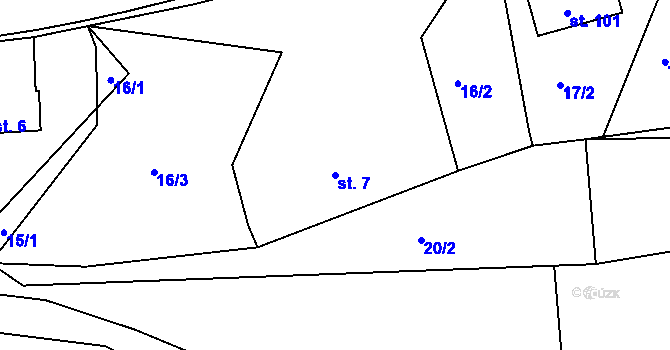 Parcela st. 7 v KÚ Bačetín, Katastrální mapa
